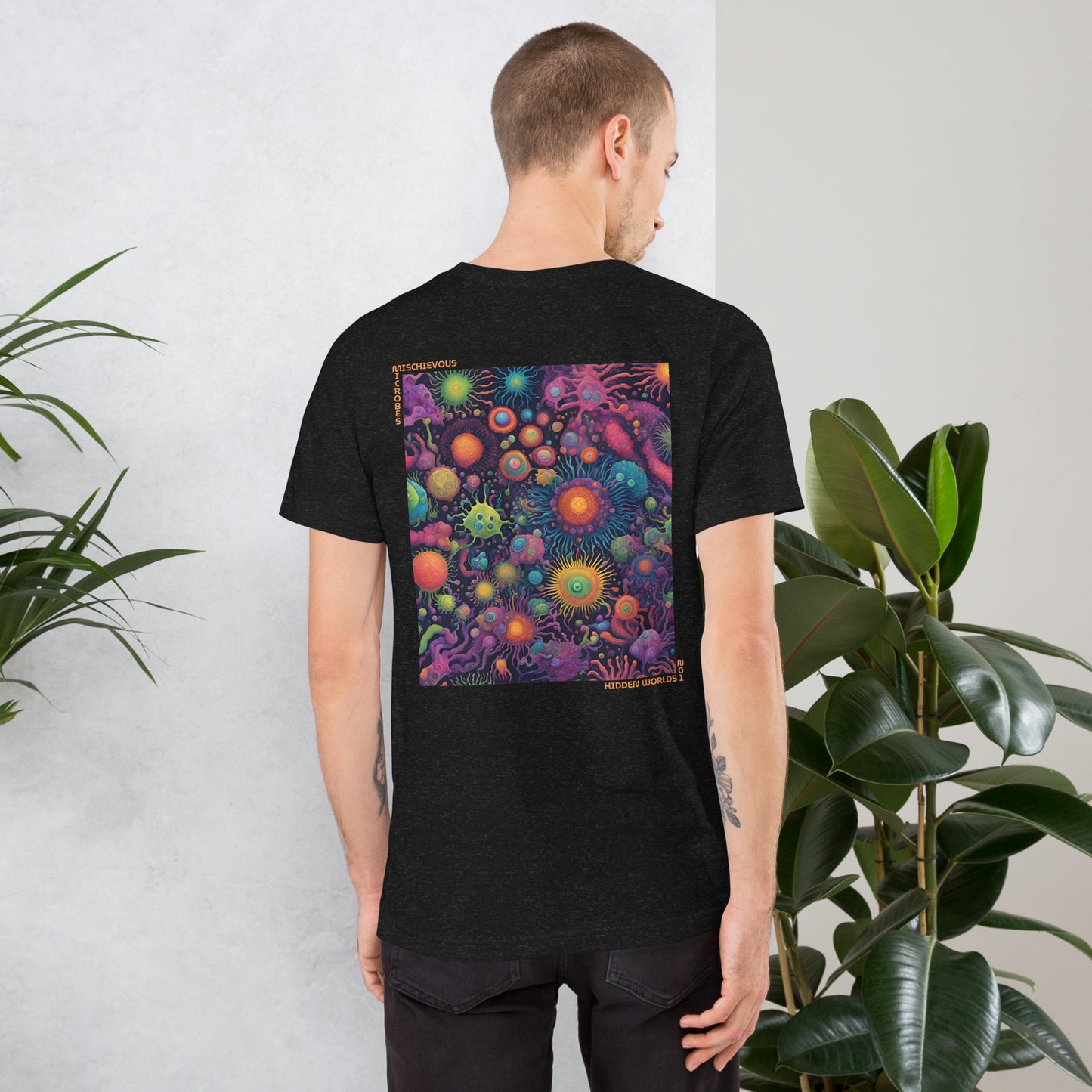 Mischievous Microbes - Graphic T-shirt - Hidden Worlds Design N.01 (Unisex Tshirt for Scientists)