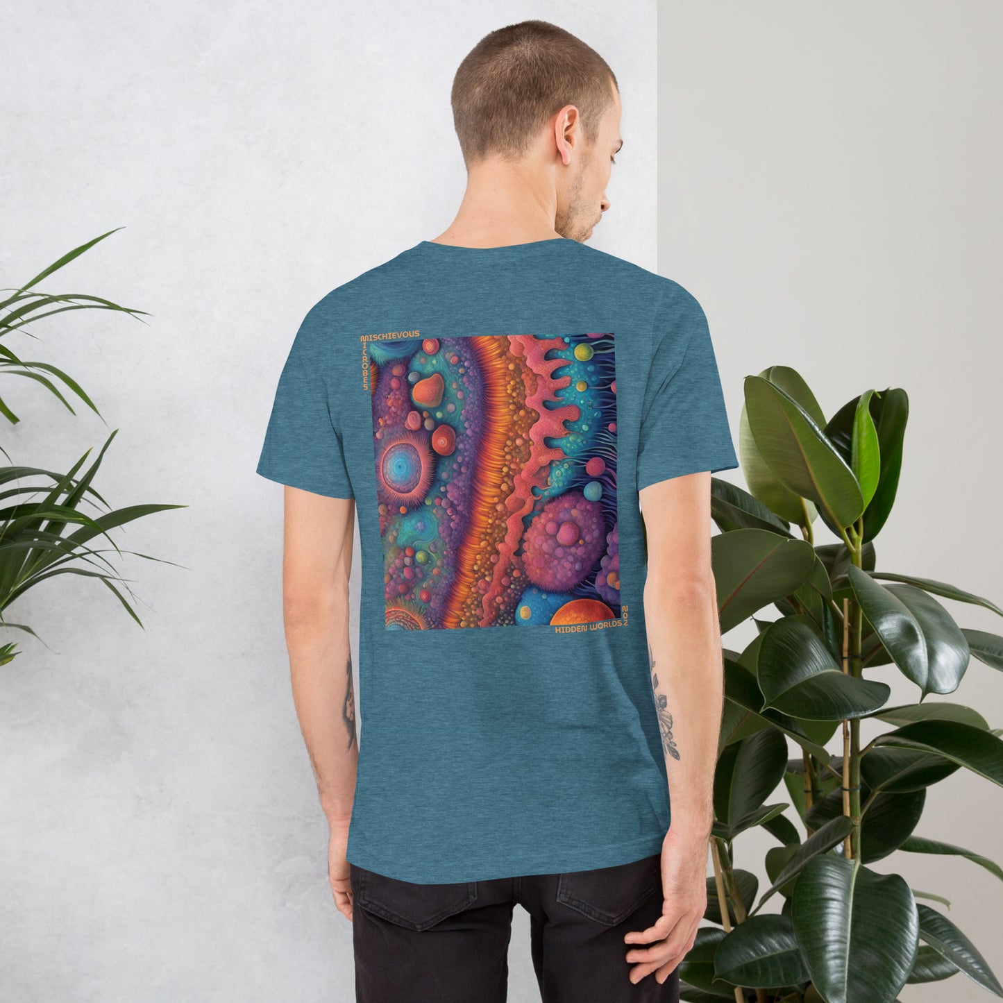 Mischievous Microbes - Graphic T-shirt - Hidden Worlds Design N.02 (Unisex Tshirt for Scientists)