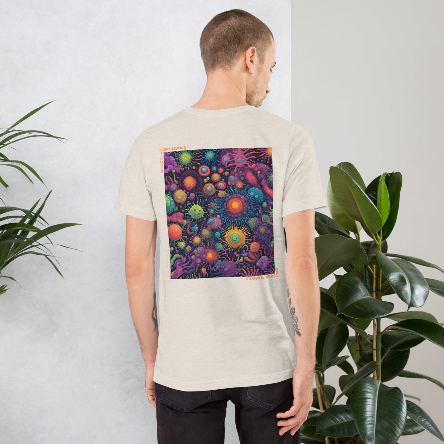 Mischievous Microbes - Graphic T-shirt - Hidden Worlds Design N.01 (Unisex Tshirt for Scientists)