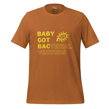 Mischievous Microbes - Graphic T-shirt - Baby Got Bac in Yellow (Unisex Tshirt for Scientists)