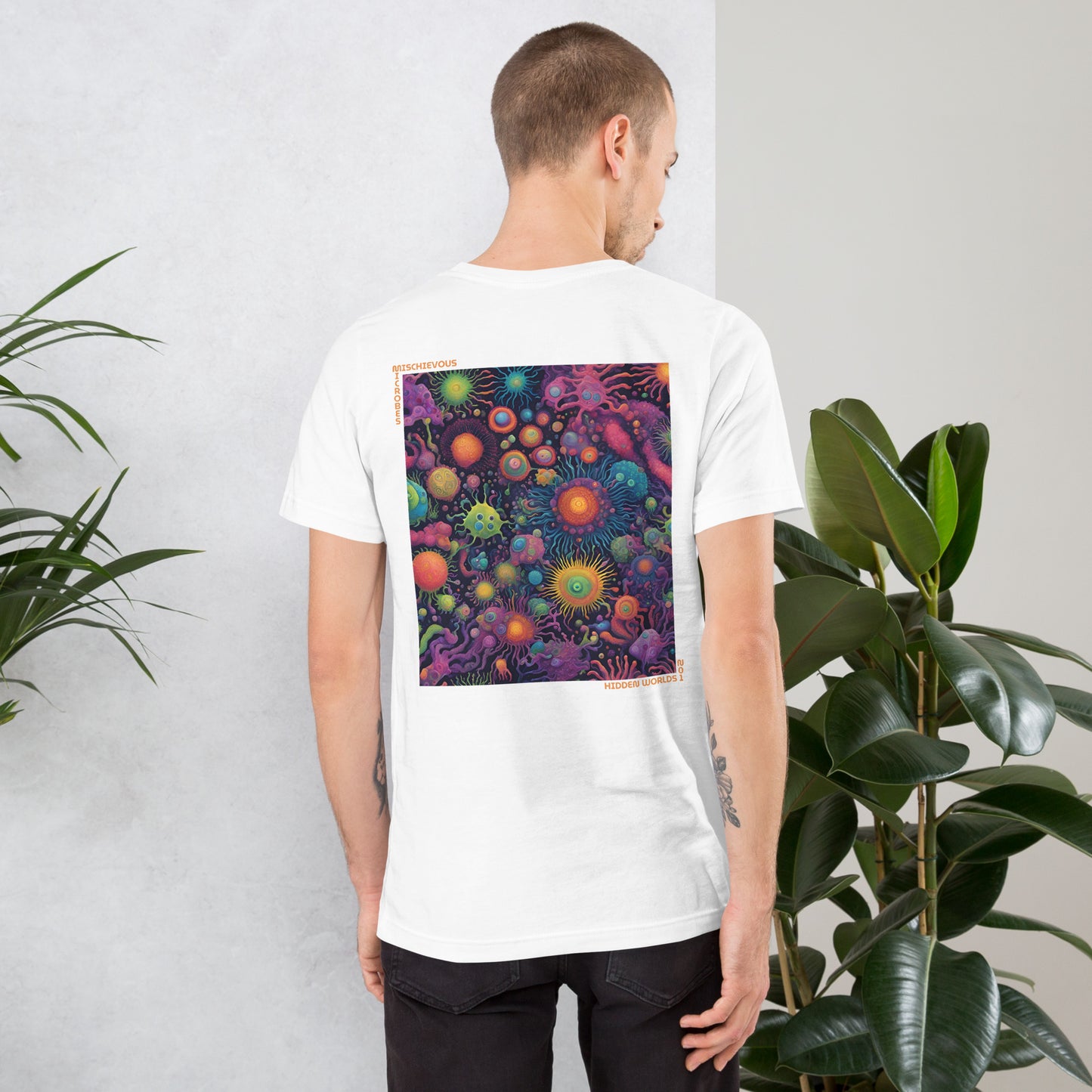 Mischievous Microbes - Graphic T-shirt - Hidden Worlds Design N.01 (Unisex Tshirt for Scientists)