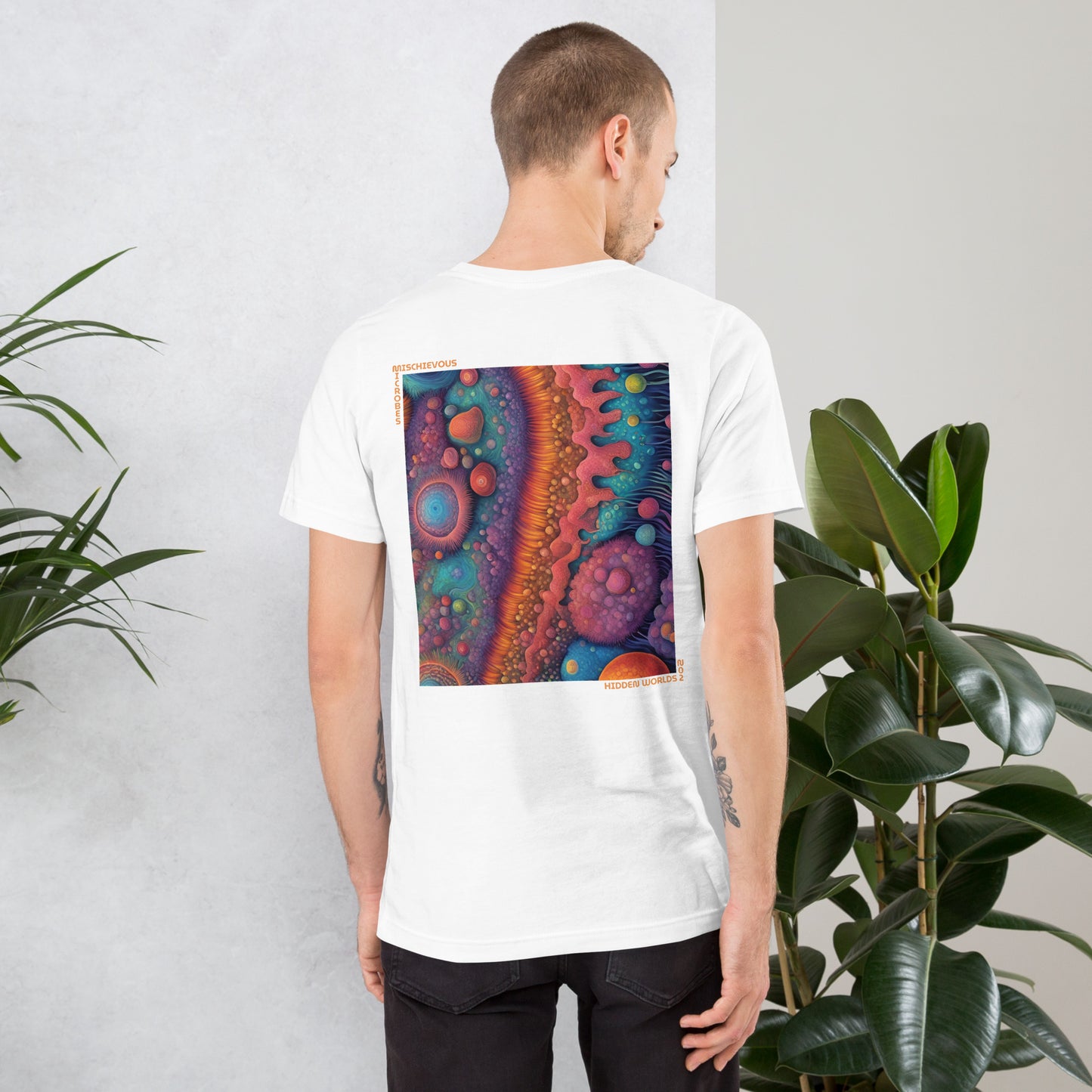 Mischievous Microbes - Graphic T-shirt - Hidden Worlds Design N.02 (Unisex Tshirt for Scientists)