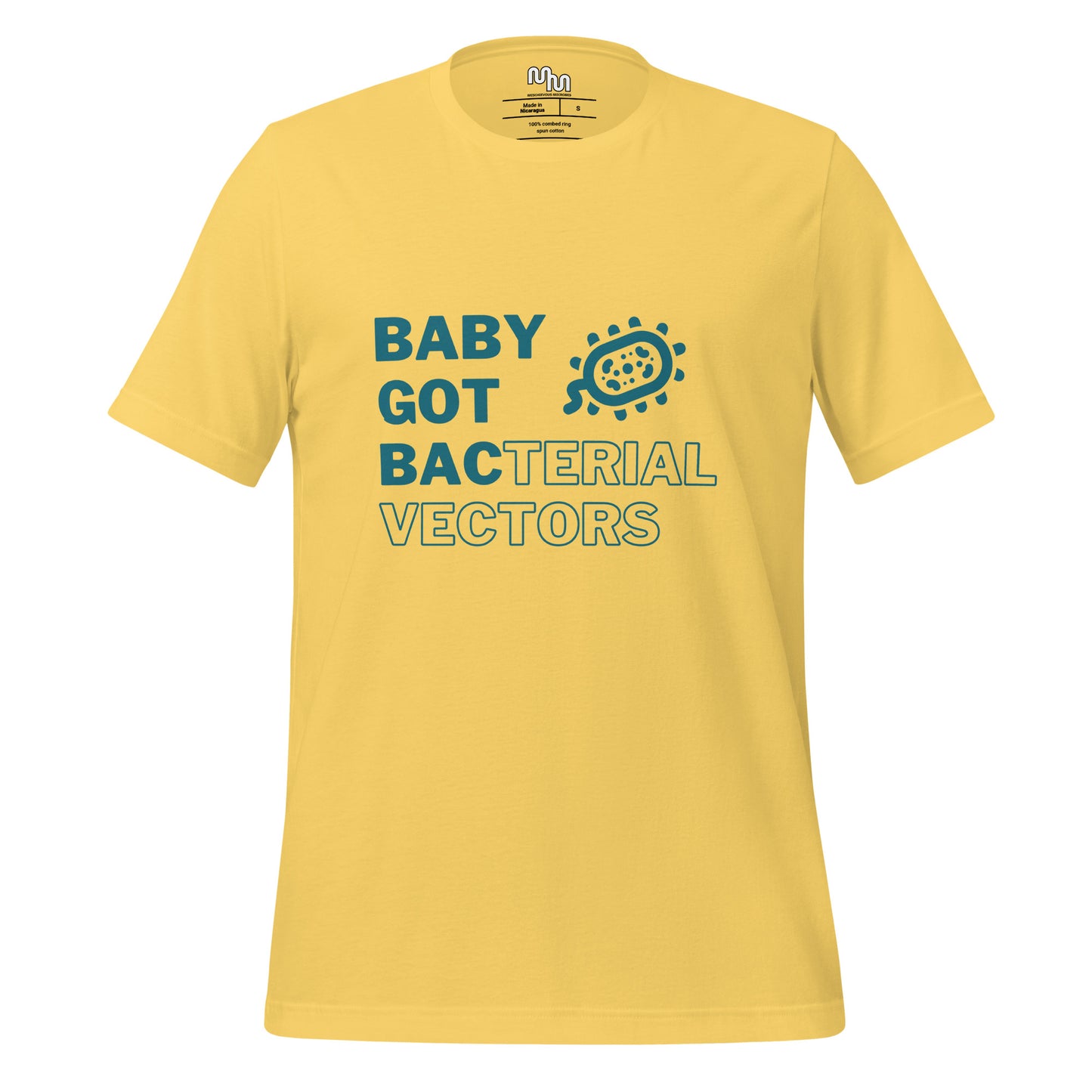 Mischievous Microbes - Graphic T-shirt - Baby Got Bac in Teal (Unisex Tshirt for Scientists)