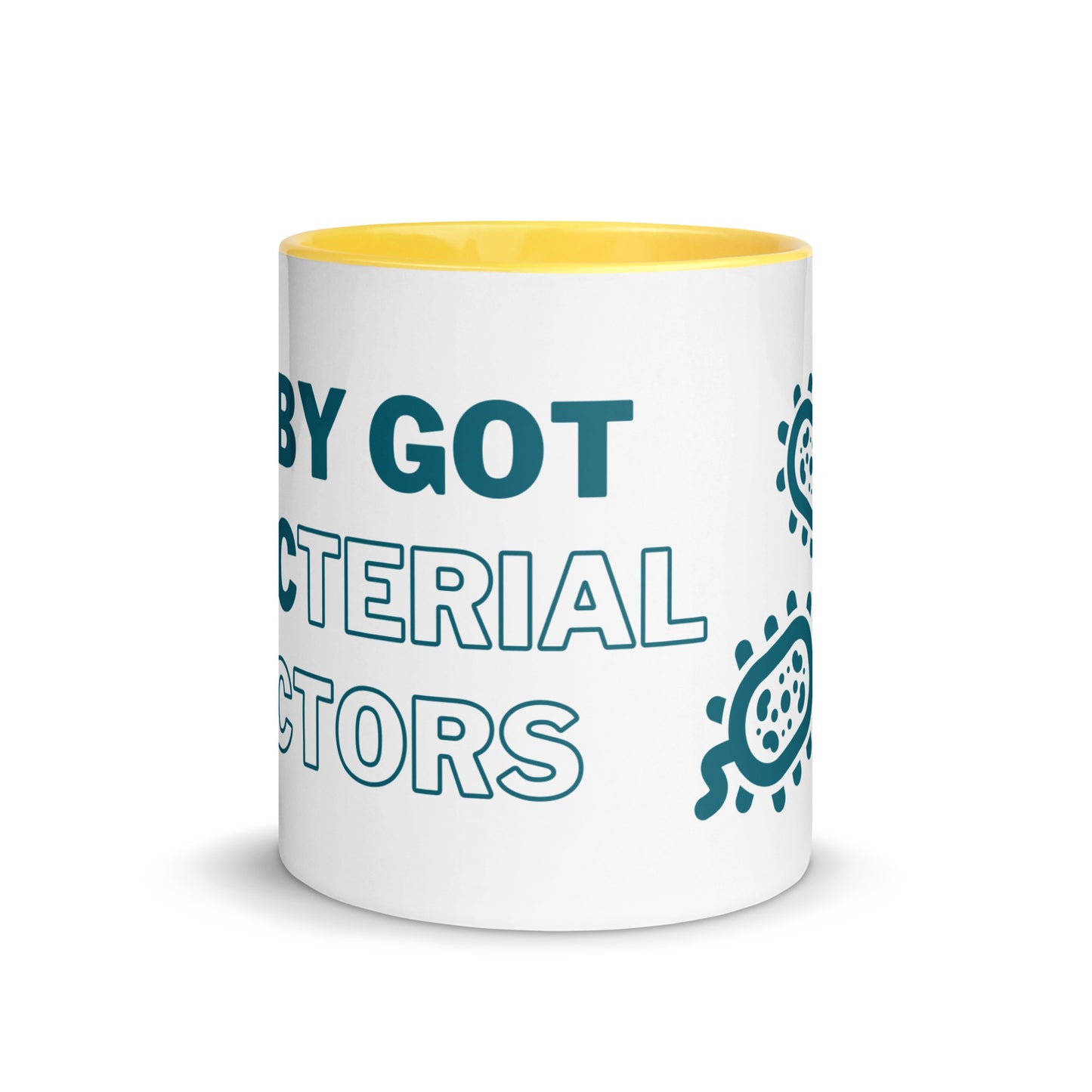 Baby Got Bac - Mug - Teal Text, Yellow Inside